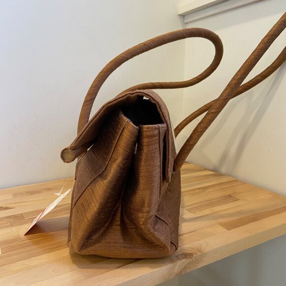 Vintage NWT Handcrafted Bamboo Fiber Handbag With Embroidered Flap By Concubine - Picture 5 of 15